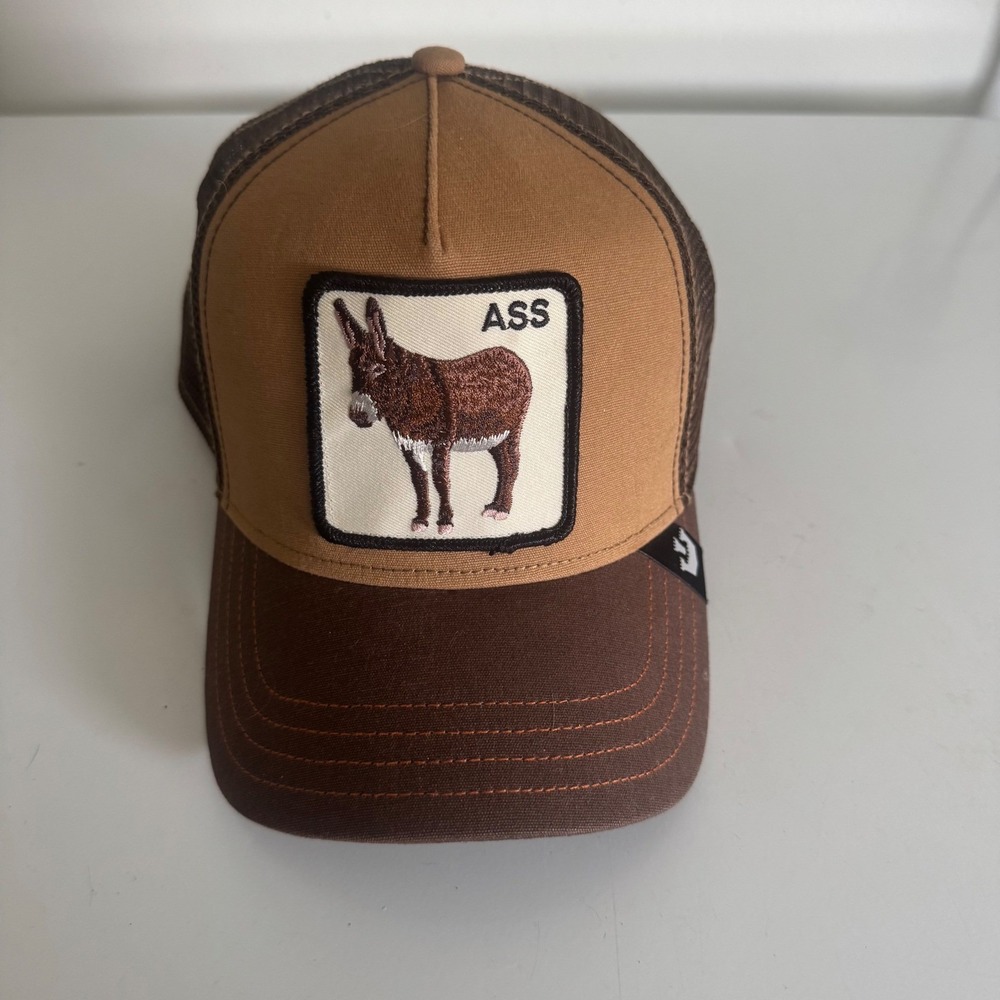 Goorin Bros The Farm ASS Donkey Trucker Hat Brown Tan Orange Snapback Cap